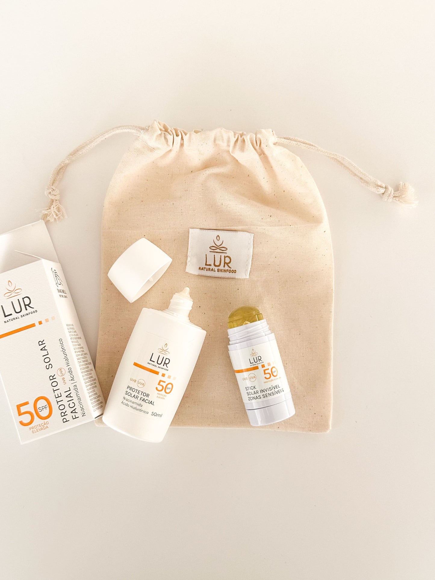 Pack Protetores Solares SPF50 + Oferta Saco Algodão